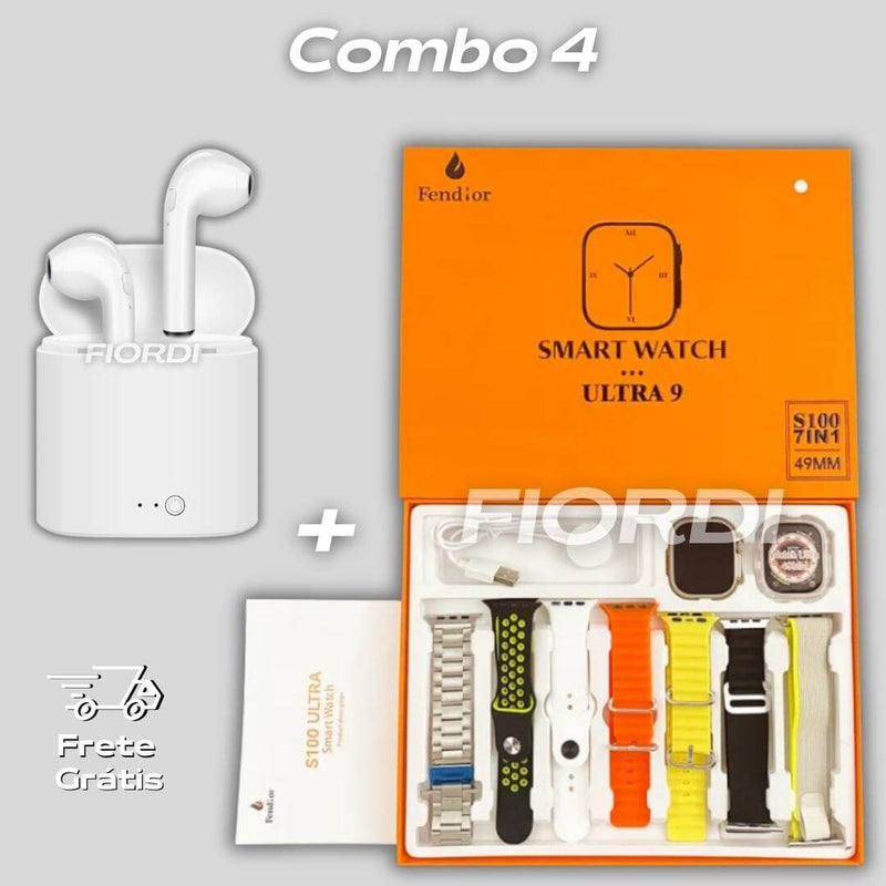 Combo: Serie 9 Ultra + Fone Air Pro 3 [7 Pulseiras + Case]